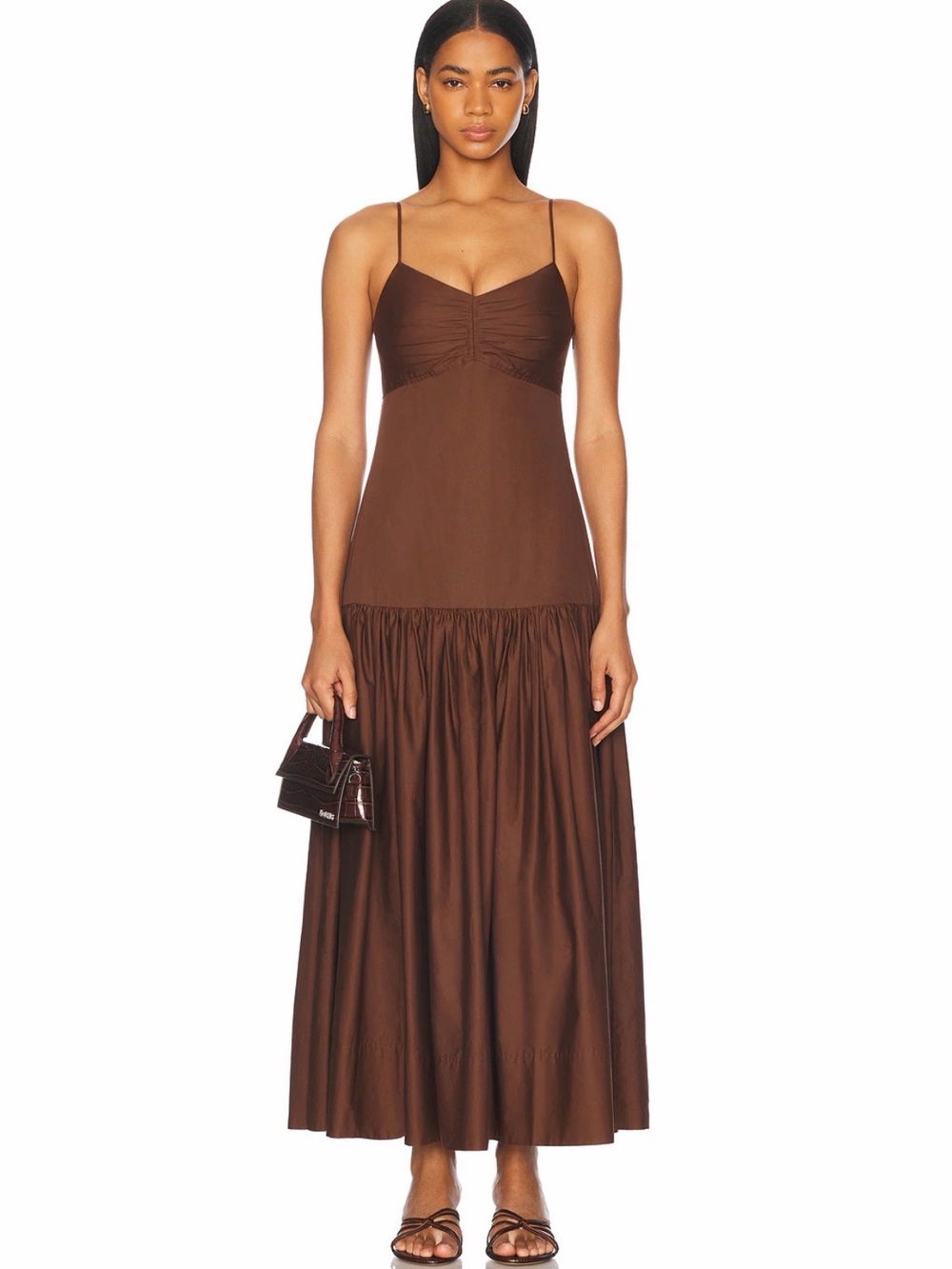 A.L.C. Brown Spaghetti-Strap Maxi Dress